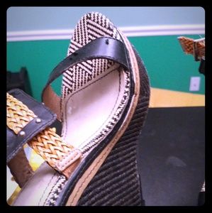 Peanut butter, black and African print wedge